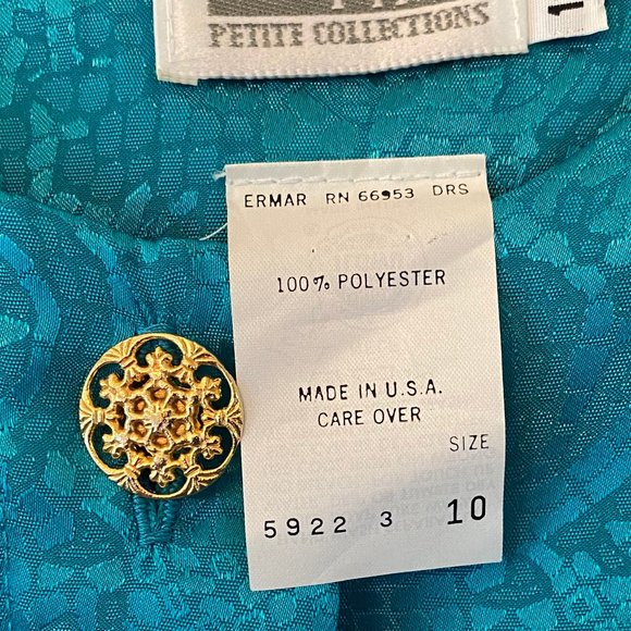 Vintage 80's Leslie Fay Petite Collections Drop Waist Dress; size 10 Petite - Picture 6 of 6